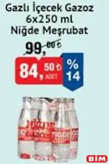 NİĞDE GAZLI İÇECEK GAZOZ 6X250 ML fiyat ve kampanya bilgisi